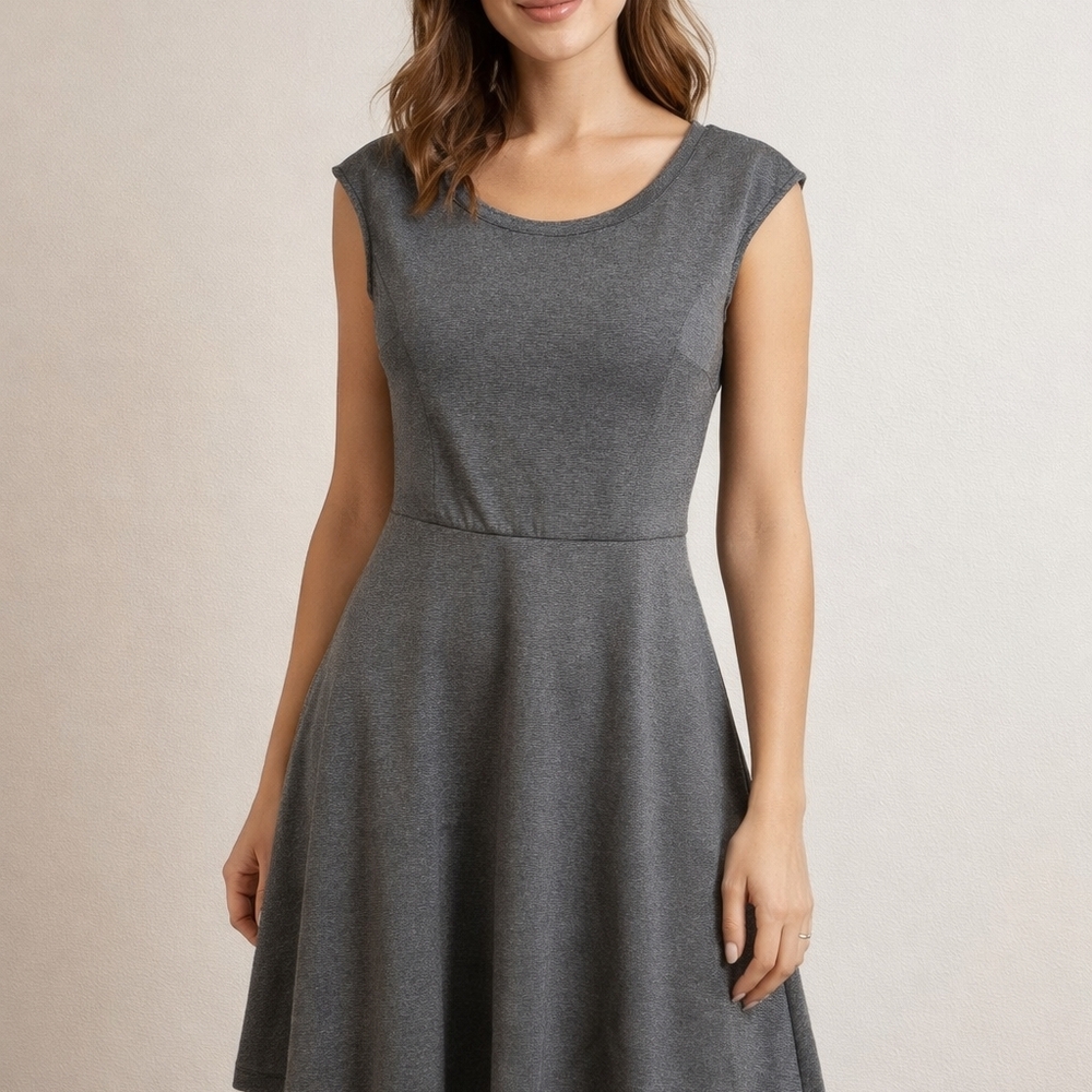 White House Black Market Gray Cap Sleeve Mini Dress